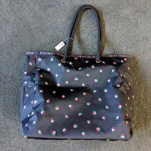 Victoria's Secret Black Floral Tote Bag